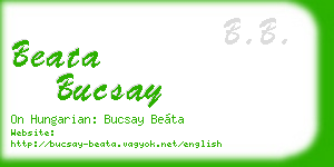 beata bucsay business card